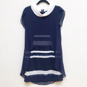 ❤️ NWOT Navy Blue Cowl Neck Chiffon Layer Dress